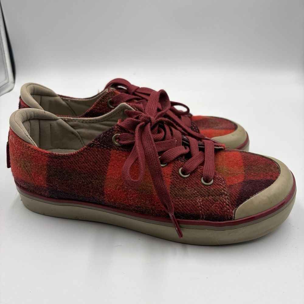 Keen Coronado Shoes Womens Size 7.5 Red Plaid Wool Lace Up Casual Sneakers - Picture 3 of 9
